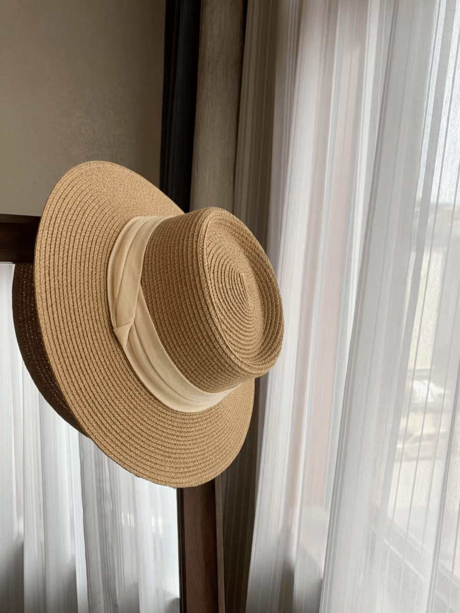 Tiitaa.com × Tiitaa: Webbing British Style Straw Hat runway look in Khaki Webbing