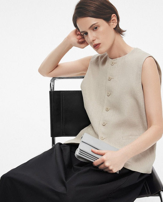 Tiitaa.com × Tiitaa: Linen Sleeveless Vest(Check Below Same Price With Tmall） runway look in Raw linen color