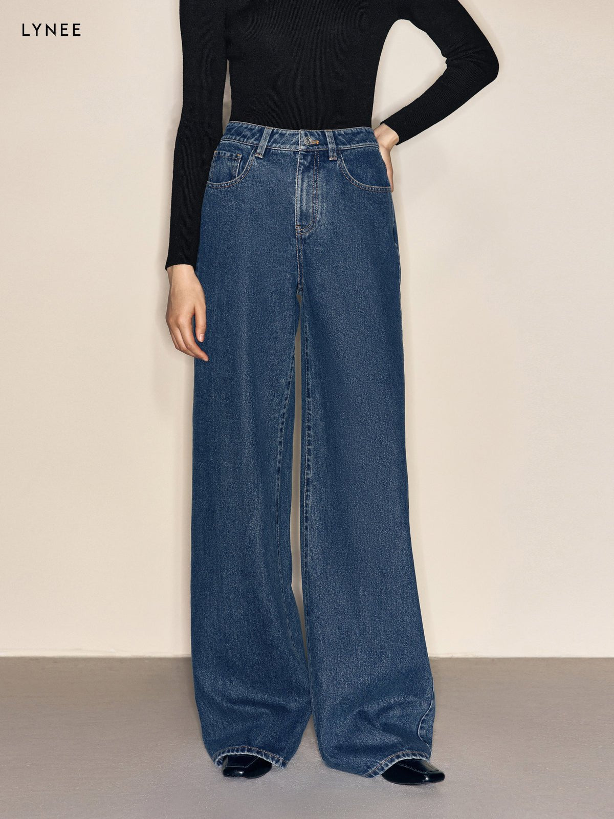 Tiitaa.com × Tiitaa: Cotton High - waisted Wide - leg Jeans(Check Below Same Price With Tmall） runway look in 4