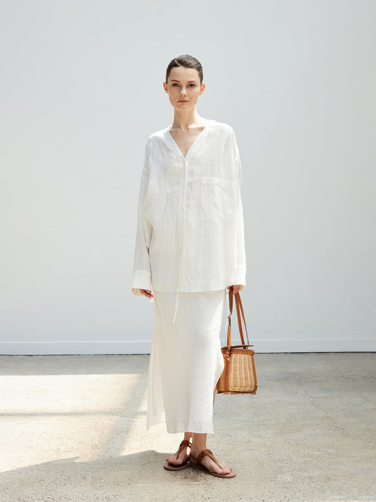 Tiitaa.com × Tiitaa: V - neck Linen Shirt(Check Below Same Price With Taobao） runway look in F