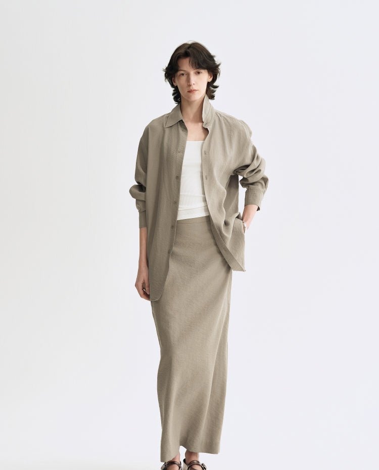 Tiitaa.com × Tiitaa: Back Split Bustier Skirt(Check Below Same Price With Tmall） runway look in Gray Green