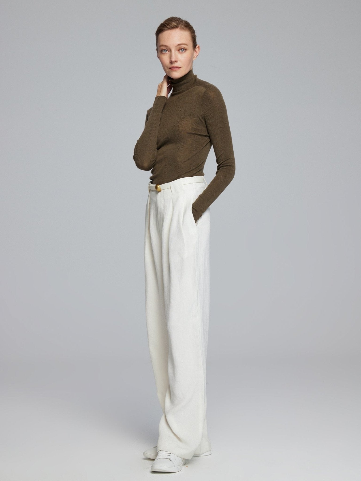 Tiitaa.com × Tiitaa: Casual Straight - leg Pants(Check Below Same Price With Taobao） runway look in Beige