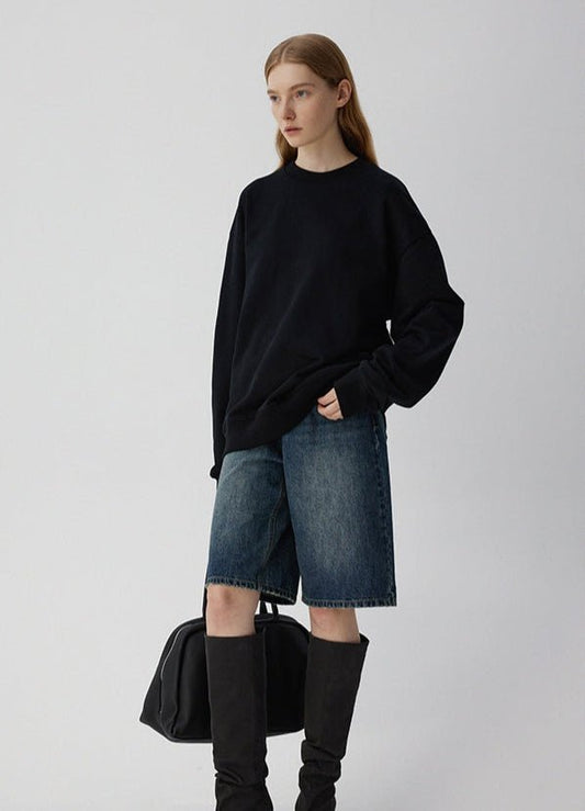 Tiitaa.com × Tiitaa: Loose Pullover Sweatshirt(Check Below Same Price With Tmall） runway look in Black