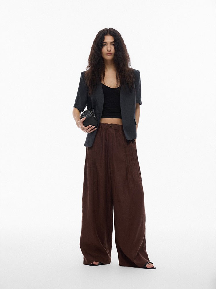 Tiitaa.com × Tiitaa: Deep V - neck Linen Blazer(Check Below Same Price With Tmall） runway look in Dark Gray