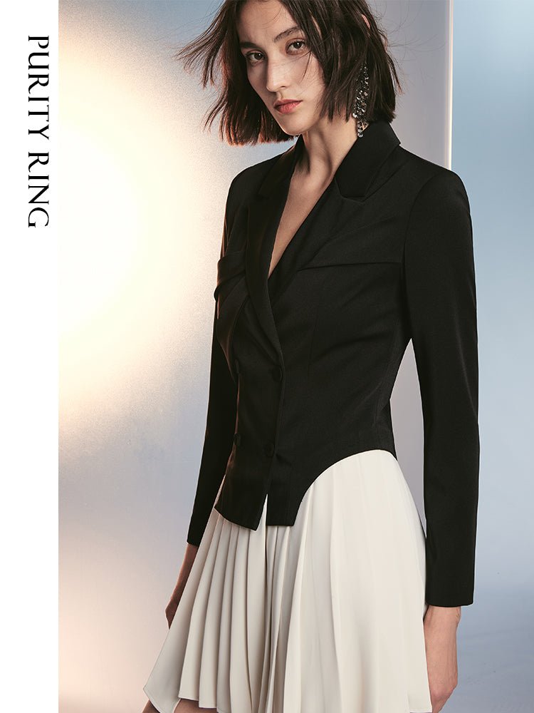Tiitaa.com × Tiitaa: Pleated Colorblocking Suit Dress(Check Below Same Price With Tmall） runway look in 4