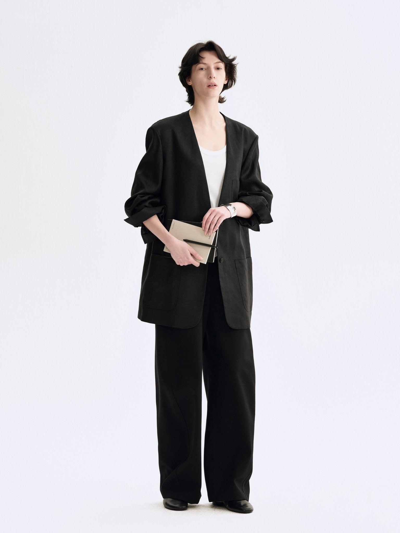 Tiitaa.com × Tiitaa: H - shaped Linen Blazer(Check Below Same Price With Tmall） runway look in Black