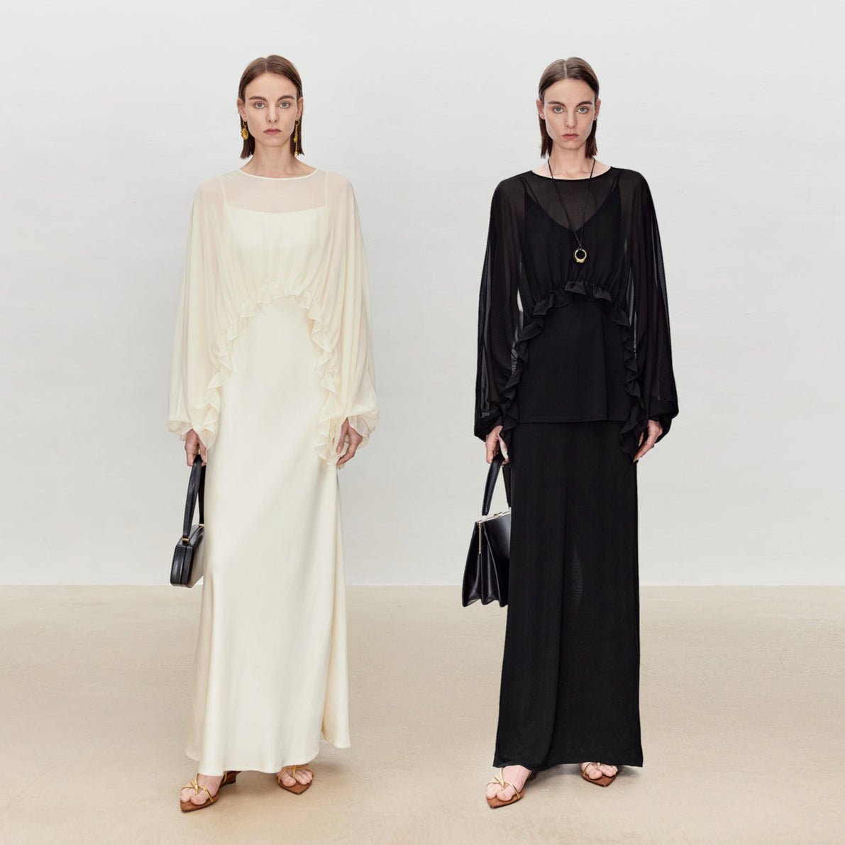 Tiitaa.com × Tiitaa: Textured Ruffled Chiffon Blouse(Check Below Same Price With Tmall） runway look in Black