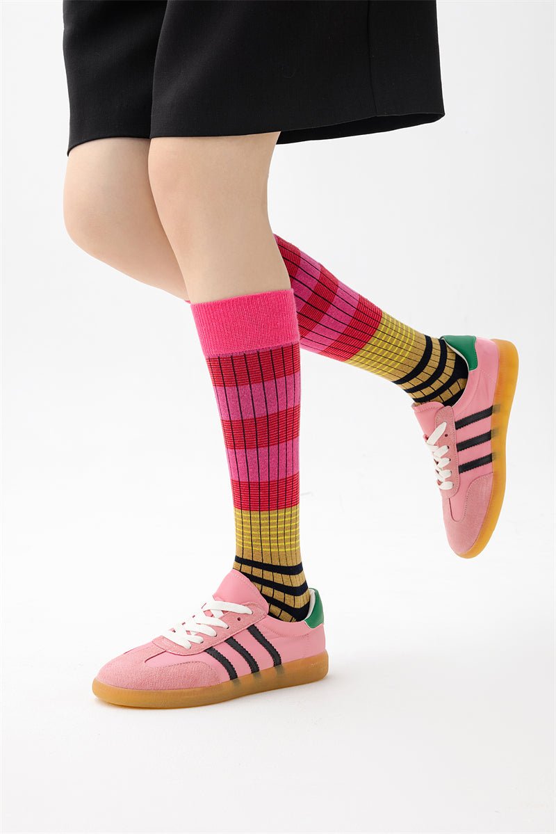 Tiitaa.com × Tiitaa: Gradient Stripe Color Clash Socks runway look in Pink
