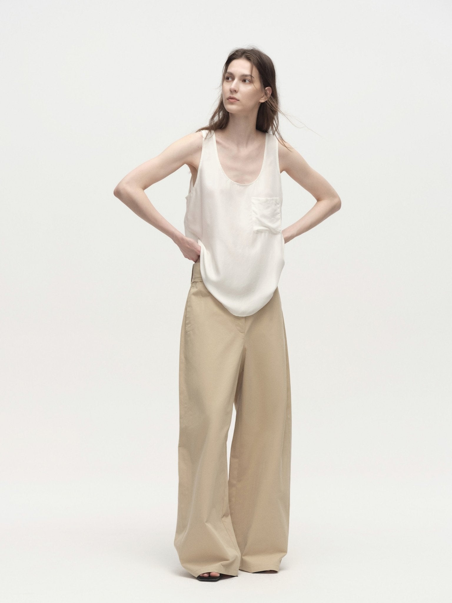 Tiitaa.com × Tiitaa: Textured Jersey Wide - leg Pants(Check Below Same Price With Tmall） runway look in Beige