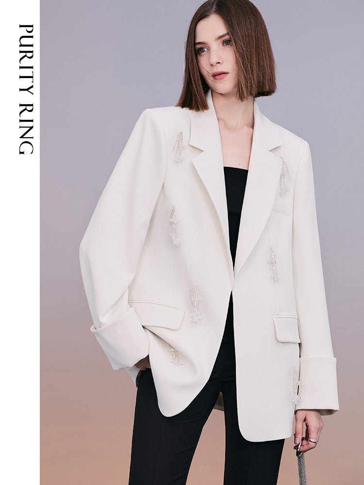 Tiitaa.com × Tiitaa: Beige Studded Blazer(Check Below Same Price With Tmall） runway look in 4