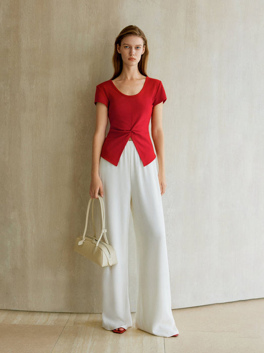 Tiitaa.com × Tiitaa: Twisted Waist T-Shirt(Check Below Same Price With Tmall） runway look in Red