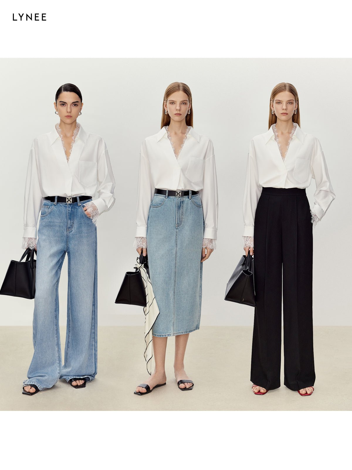 Tiitaa.com × Tiitaa: Lace Splicing V - Neck Straight Shirt(Check Below Same Price With Tmall） runway look in 6 - 8
