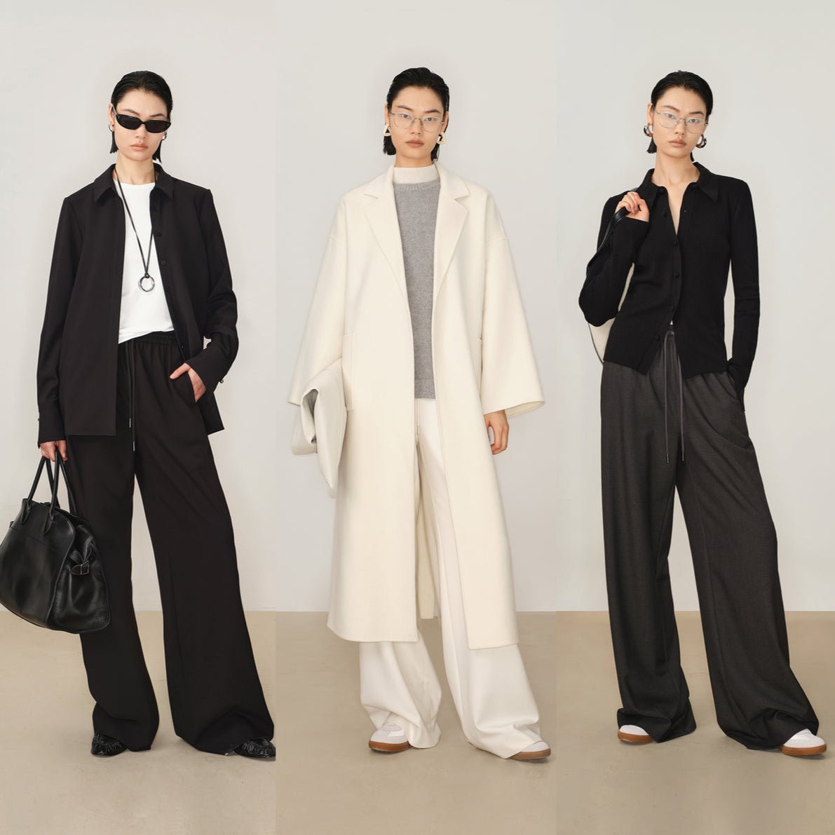Tiitaa.com × Tiitaa: Drawstring Elastic Waist Wide Leg Pants(Check Below Same Price With Tmall） runway look in Gray