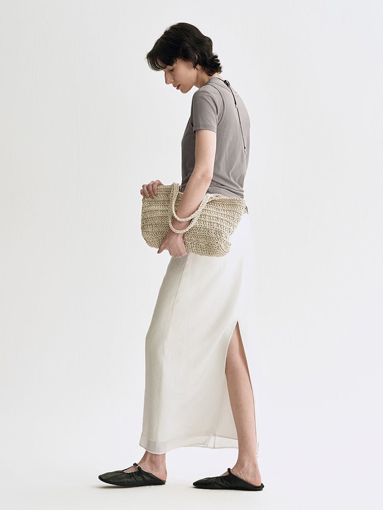 Tiitaa.com × Tiitaa: Modal Back Split Bustier Skirt(Check Below Same Price With Tmall） runway look in Light Gray