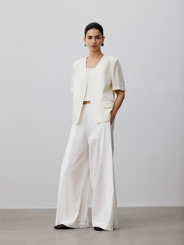 Tiitaa.com × Tiitaa: Deep V - neck Linen Blazer(Check Below Same Price With Tmall） runway look in Dark Gray