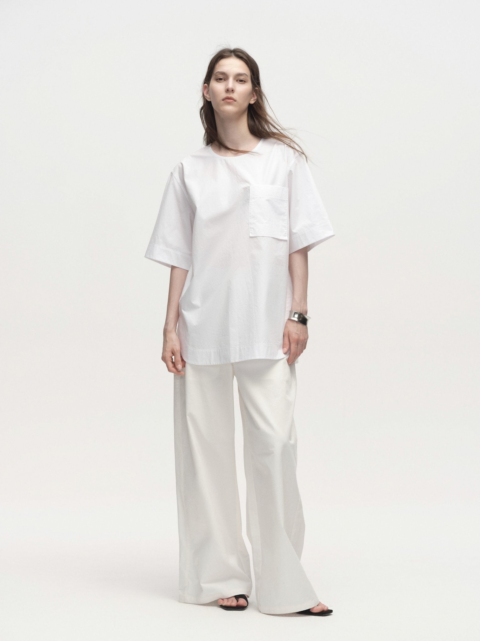 Tiitaa.com × Tiitaa: Textured High - waisted Wide - leg Pants(Check Below Same Price With Tmall） runway look in White
