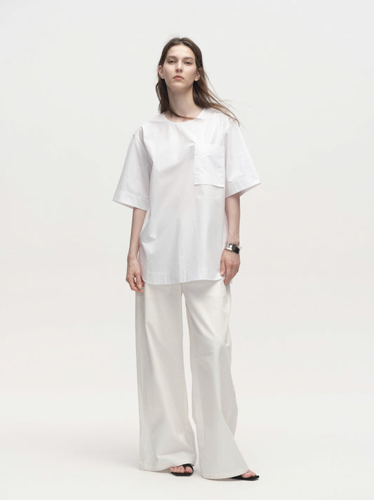 Tiitaa.com × Tiitaa: Textured High - waisted Wide - leg Pants(Check Below Same Price With Tmall） runway look in White