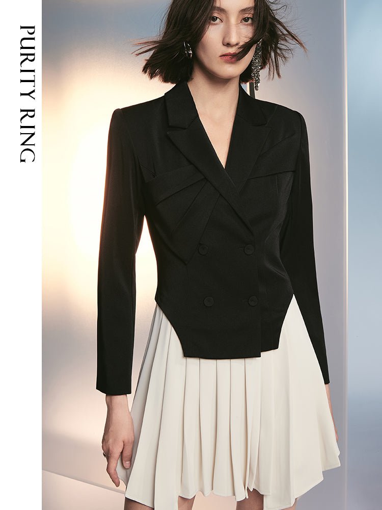 Tiitaa.com × Tiitaa: Pleated Colorblocking Suit Dress(Check Below Same Price With Tmall） runway look in 4