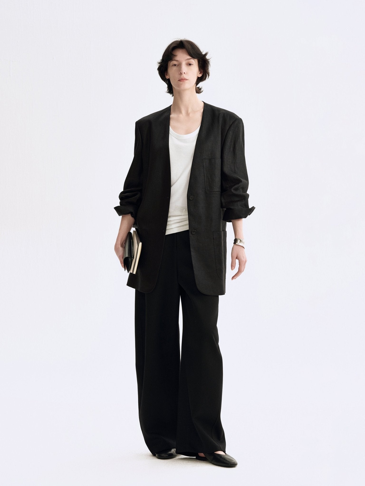 Tiitaa.com × Tiitaa: H - shaped Linen Blazer(Check Below Same Price With Tmall） runway look in Black