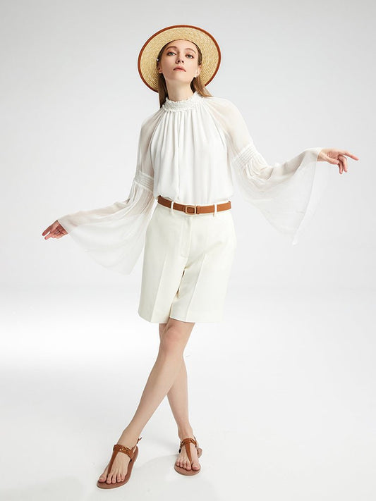 Tiitaa.com × Tiitaa: Acetate Straight - leg Shorts(Check Below Same Price With Taobao） runway look in White
