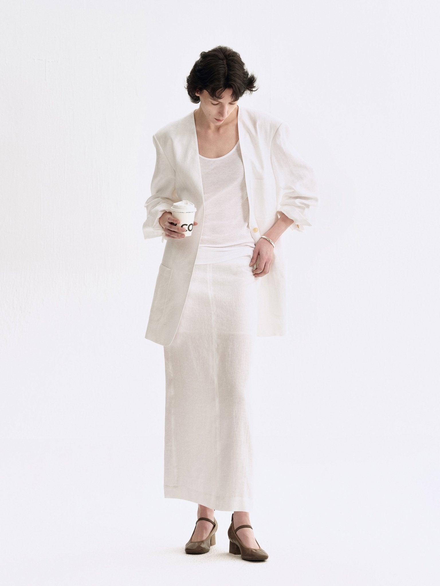 Tiitaa.com × Tiitaa: H - shaped Linen Blazer(Check Below Same Price With Tmall） runway look in White
