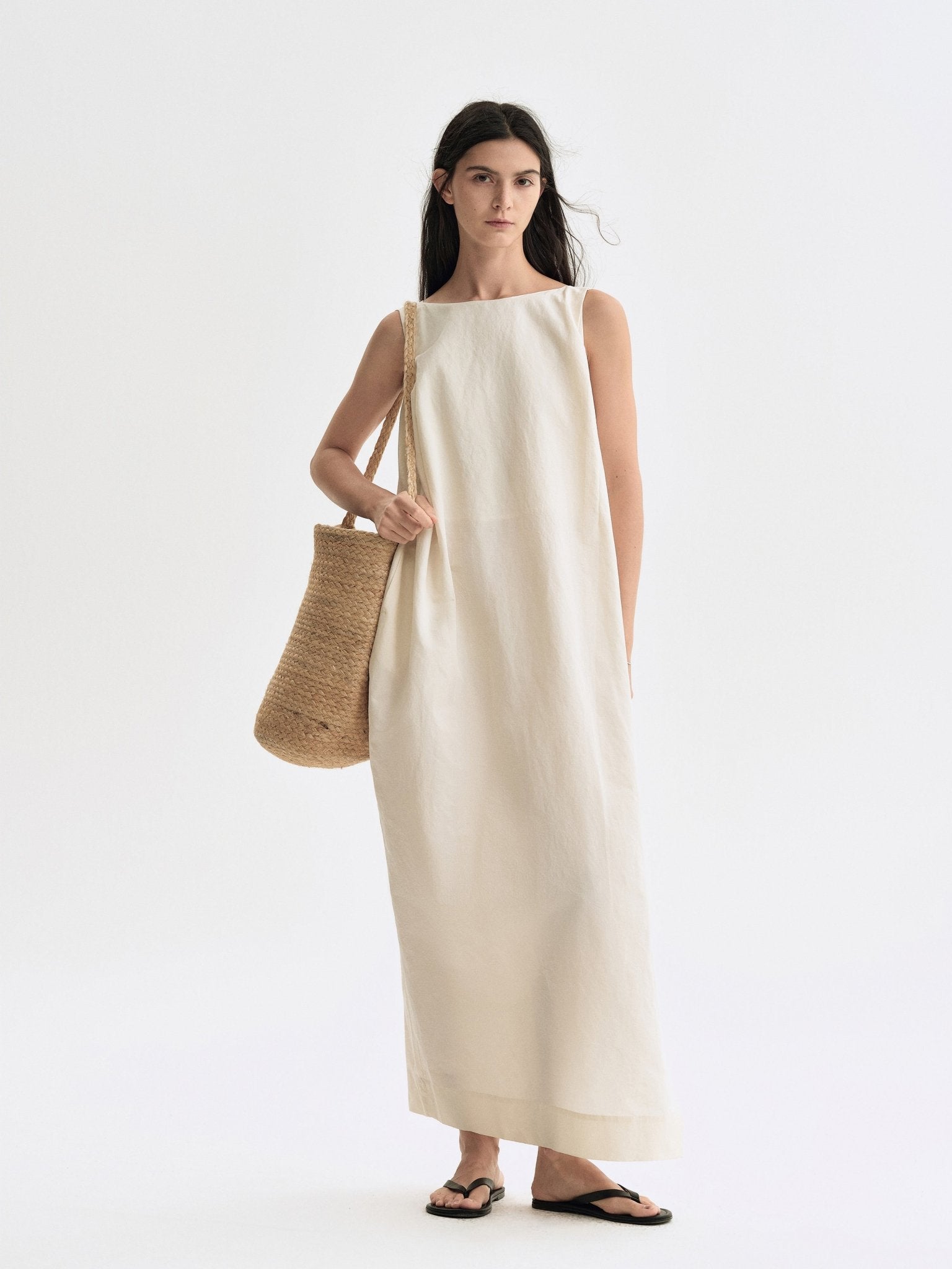 Tiitaa.com × Tiitaa: Sleeveless Dress With One - line Neckline(Check Below Same Price With Tmall） runway look in Almond