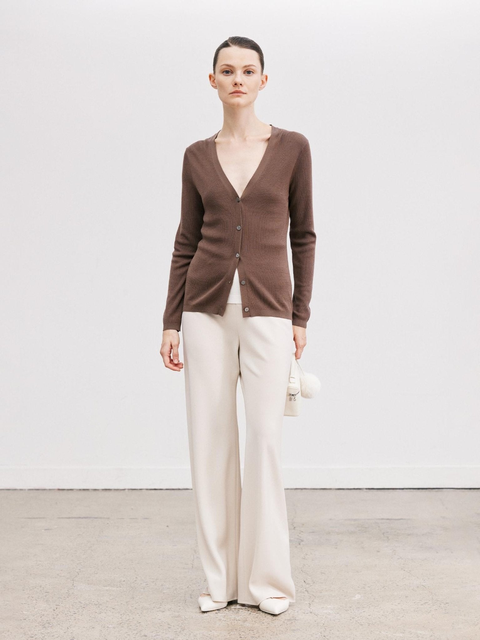 Tiitaa.com × Tiitaa: V - Neck Slim Fit Knit Cardigan(Check Below Same Price With Taobao） runway look in Curry color