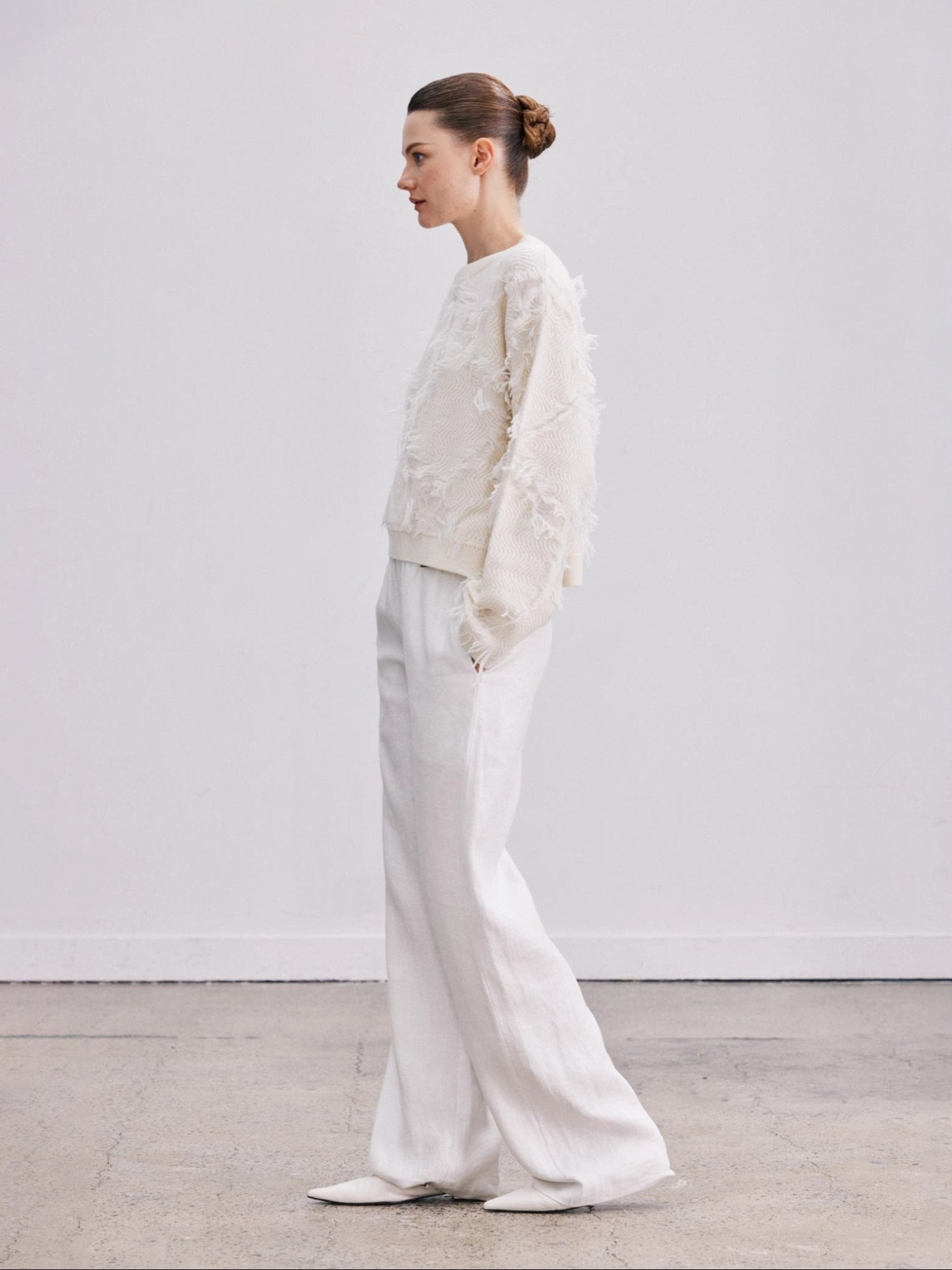 Tiitaa.com × Tiitaa: Fringe Pullover Sweater(Check Below Same Price With Taobao） runway look in White
