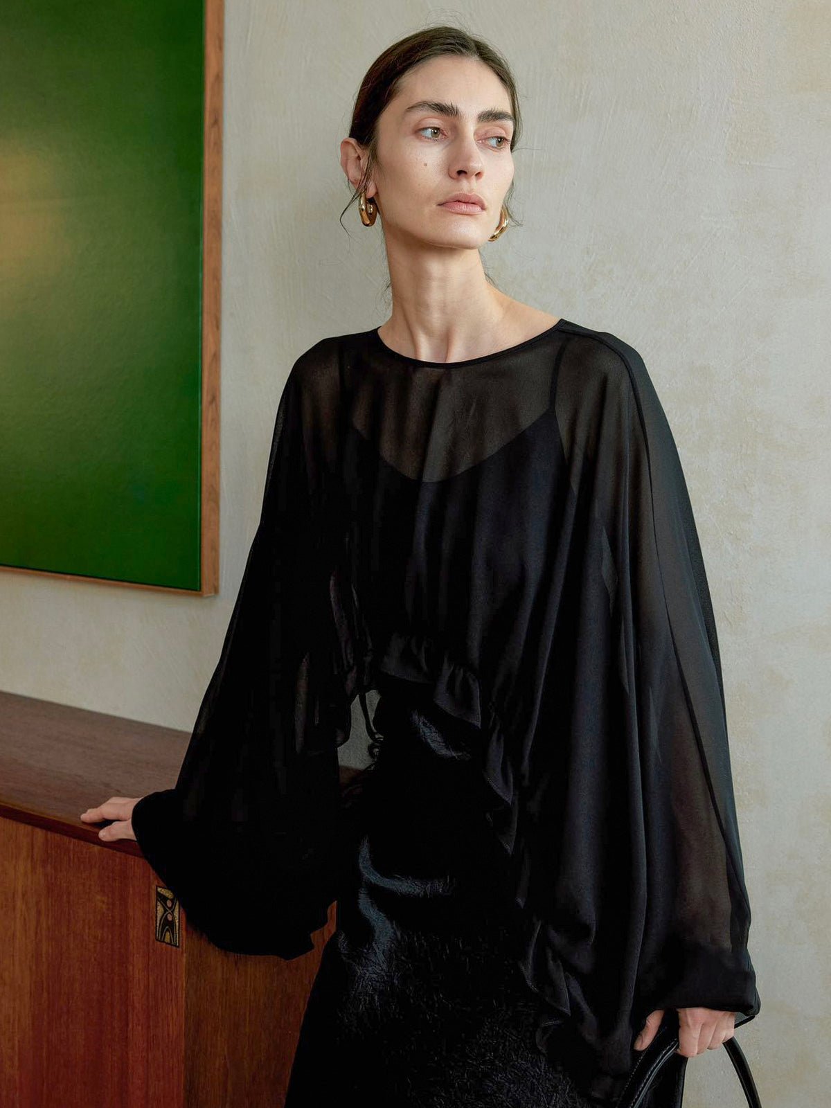 Tiitaa.com × Tiitaa: Textured Ruffled Chiffon Blouse(Check Below Same Price With Tmall） runway look in Black