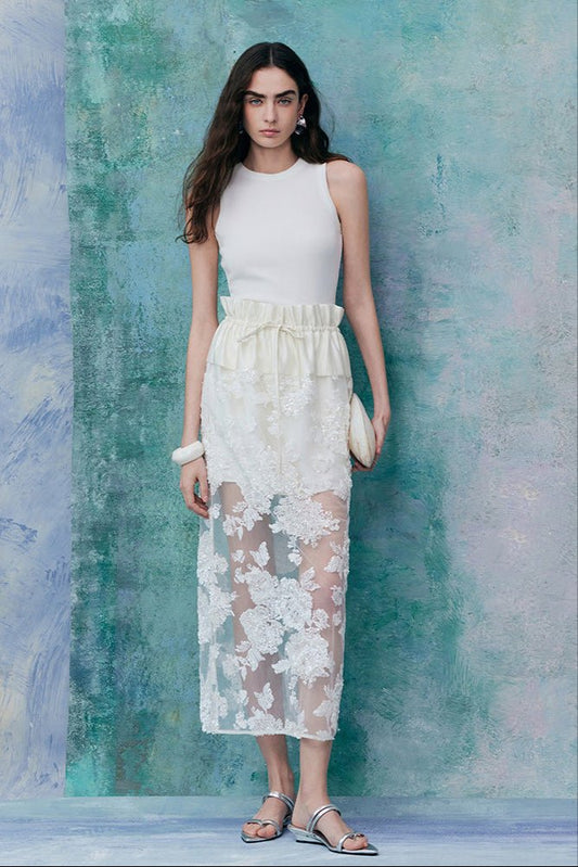 Tiitaa.com × Tiitaa: Beaded Embroidered Lace Half Skirt(Check Below Same Price With Tmall） runway look in 0