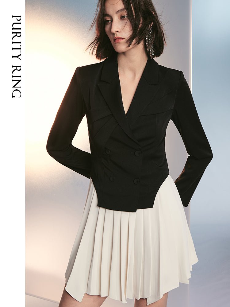 Tiitaa.com × Tiitaa: Pleated Colorblocking Suit Dress(Check Below Same Price With Tmall） runway look in 4