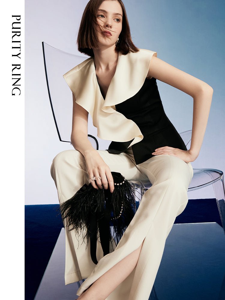 Tiitaa.com × Tiitaa: Contrasting V - neck Shirt(Check Below Same Price With Tmall） runway look in 2