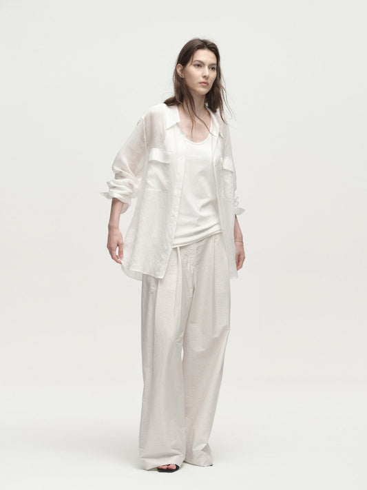 Tiitaa.com × Tiitaa: Ramie Long Sleeve Shirt(Check Below Same Price With Tmall） runway look in White