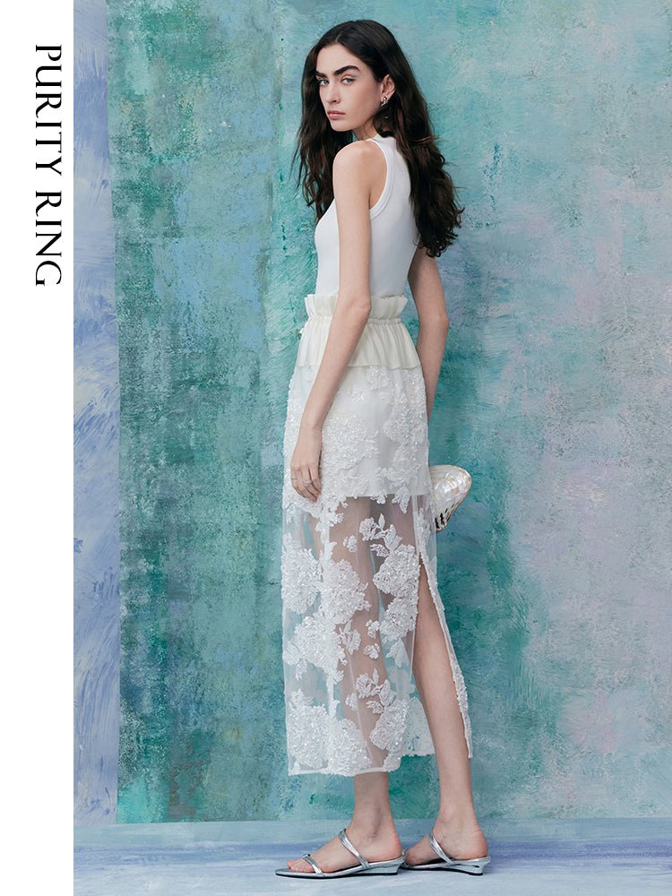 Tiitaa.com × Tiitaa: Beaded Embroidered Lace Half Skirt(Check Below Same Price With Tmall） runway look in 0