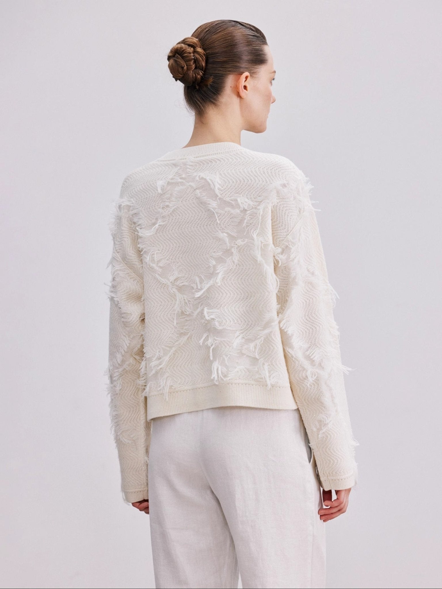 Tiitaa.com × Tiitaa: Fringe Pullover Sweater(Check Below Same Price With Taobao） runway look in White