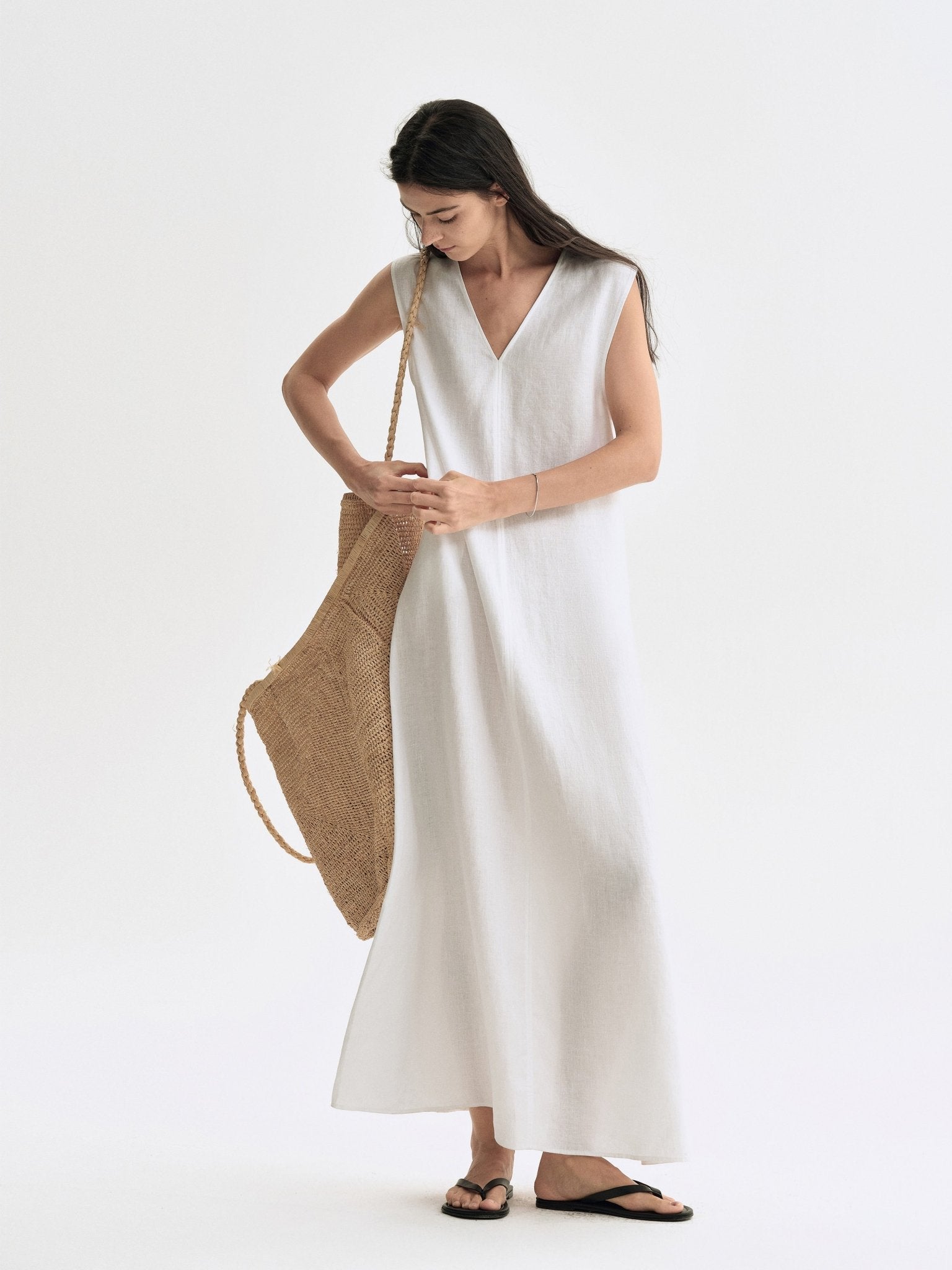 Tiitaa.com × Tiitaa: V - neck Sleeveless Dress(Check Below Same Price With Tmall） runway look in White