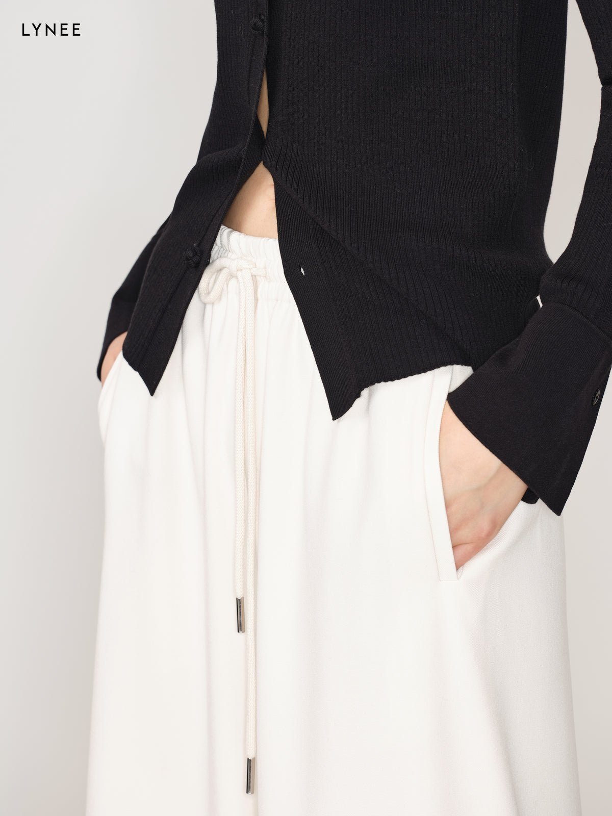Tiitaa.com × Tiitaa: Drawstring Elastic Waist Wide Leg Pants(Check Below Same Price With Tmall） runway look in Gray