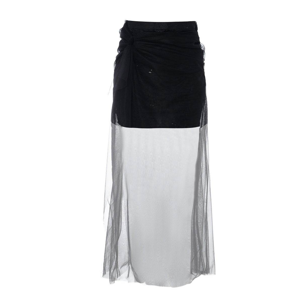 Tiitaa.com × Tiitaa: Embroidered Irregular Mesh Half Skirt(Check Below Same Price With Tmall） runway look in Black