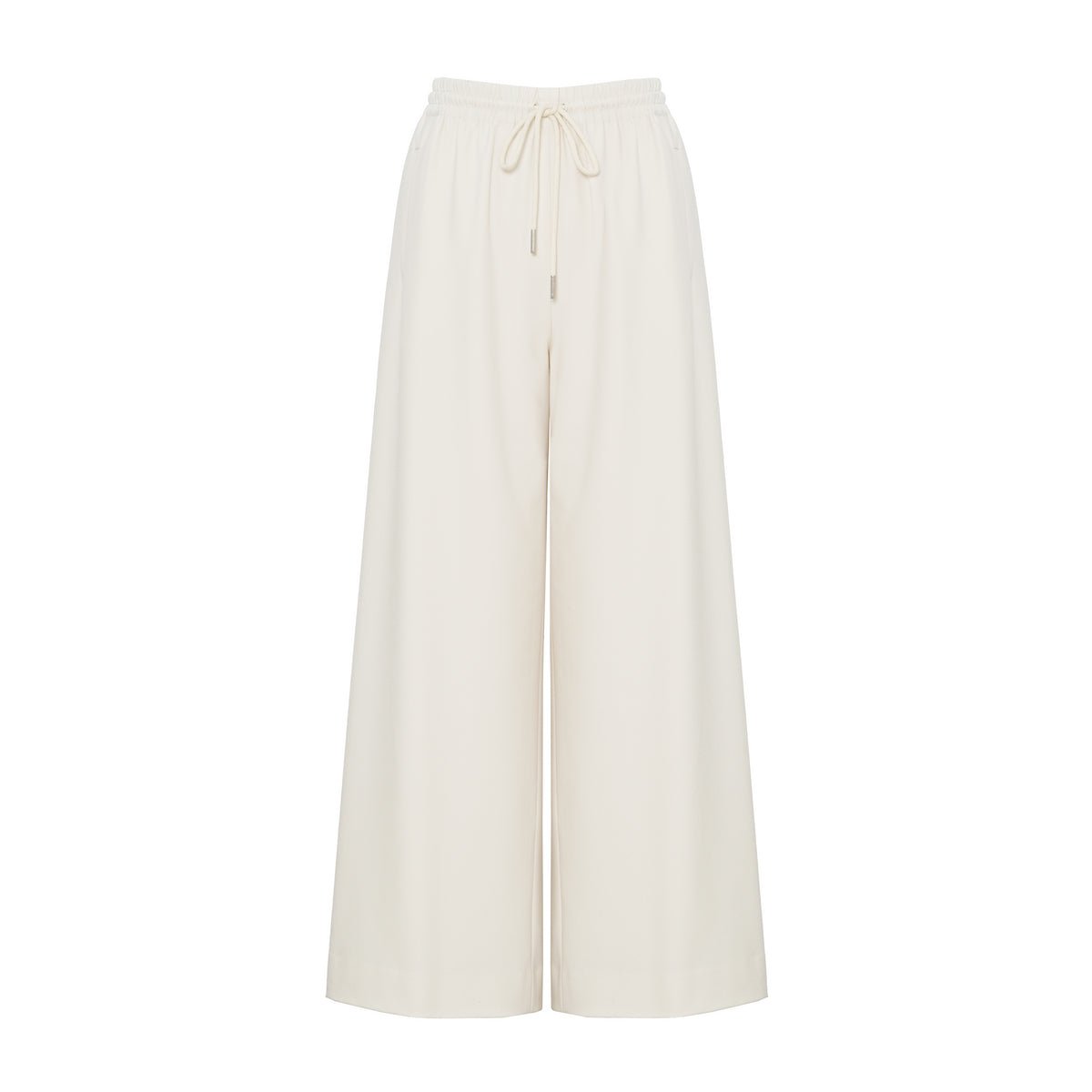 Tiitaa.com × Tiitaa: Drawstring Elastic Waist Wide Leg Pants(Check Below Same Price With Tmall） runway look in White