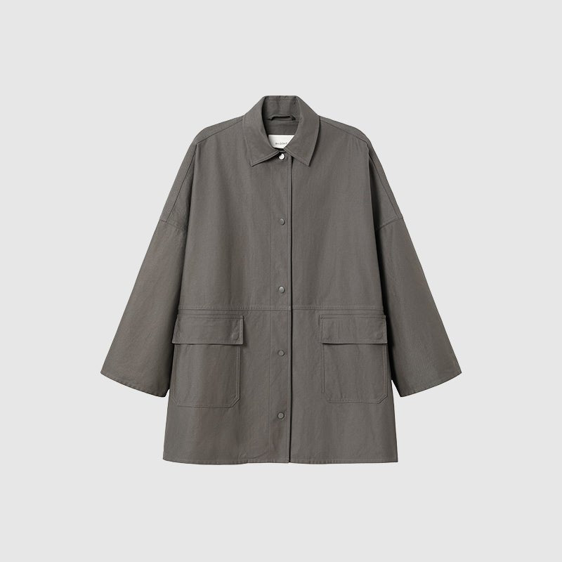 Tiitaa.com × Tiitaa: Silhouette Mid - length Jacket(Check Below Same Price With Tmall） runway look in Gray Green