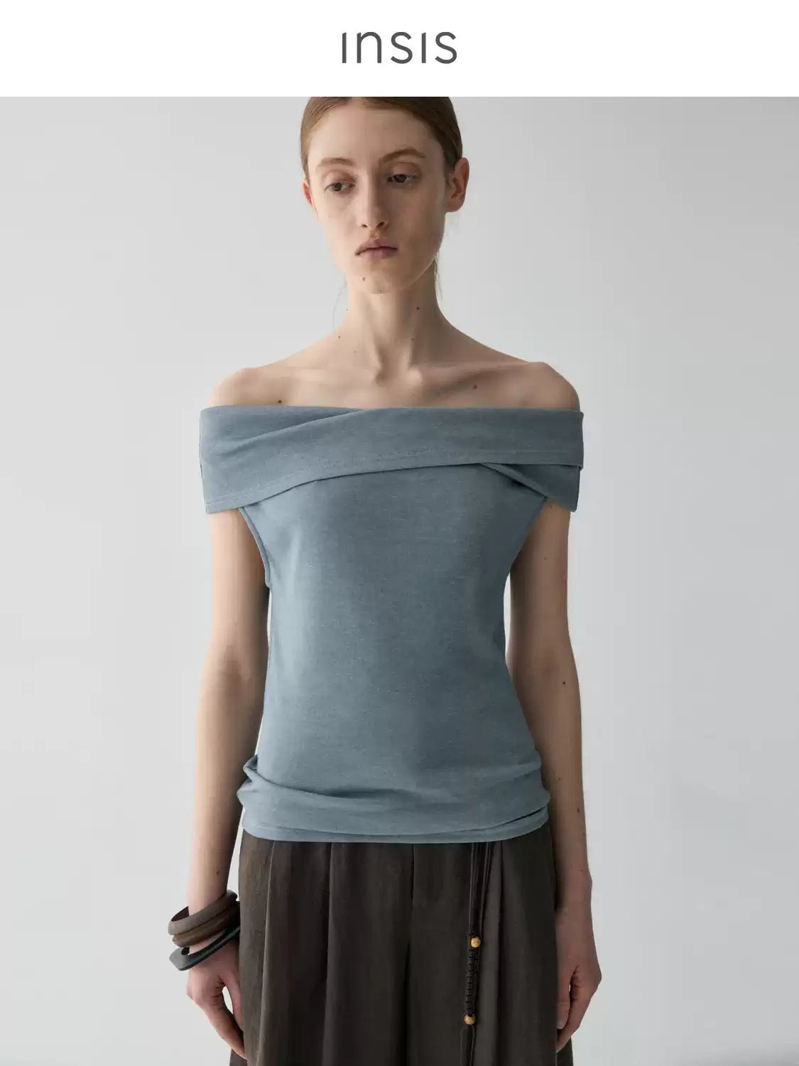 Tiitaa.com × Tiitaa: Twisted One - shoulder T-shirt(Check Below Same Price With Tmall） runway look in Blue