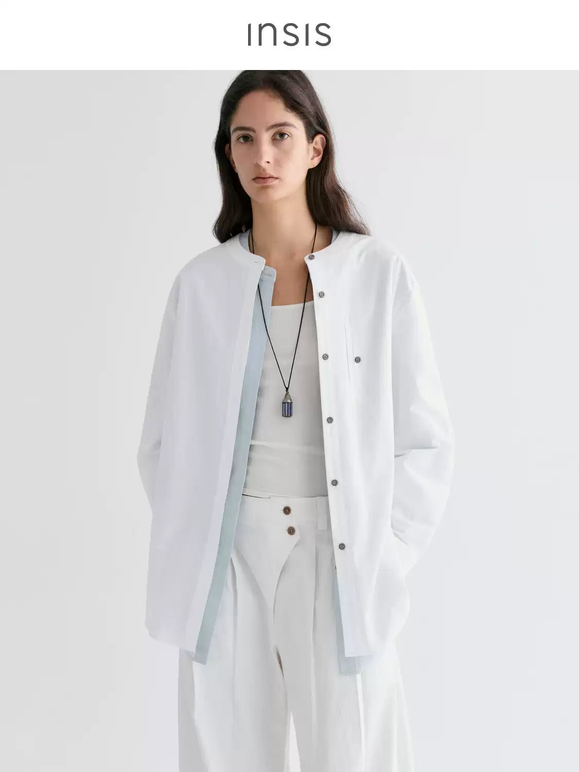 Tiitaa.com × Tiitaa: Shirt With Round Neck And Concealed Placket(Check Below Same Price With Tmall） runway look in White