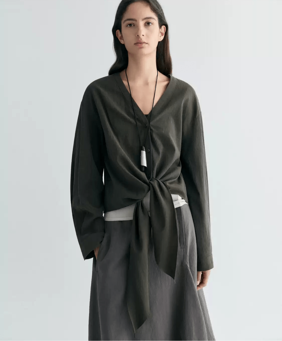 Tiitaa.com × Tiitaa: Minimalist Tie - Down Shirt(Check Below Same Price With Tmall） runway look in Green