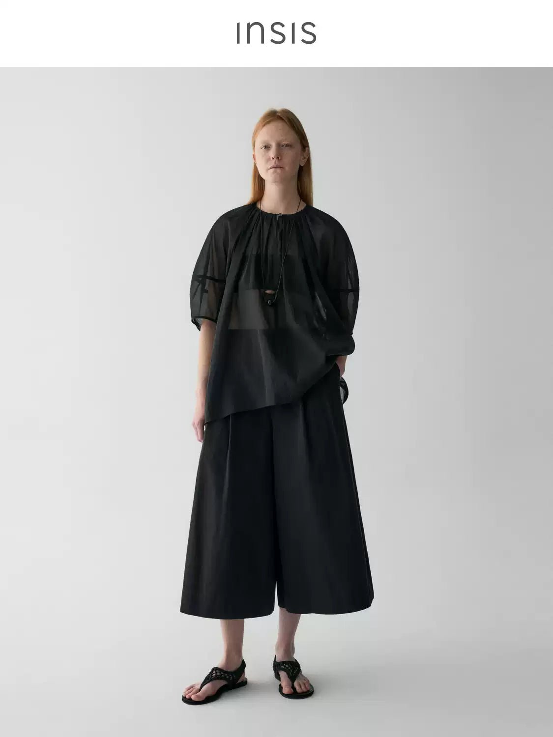 Tiitaa.com × Tiitaa: Cocoon Shape Crew Neck Blouse(Check Below Same Price With Tmall） runway look in Black