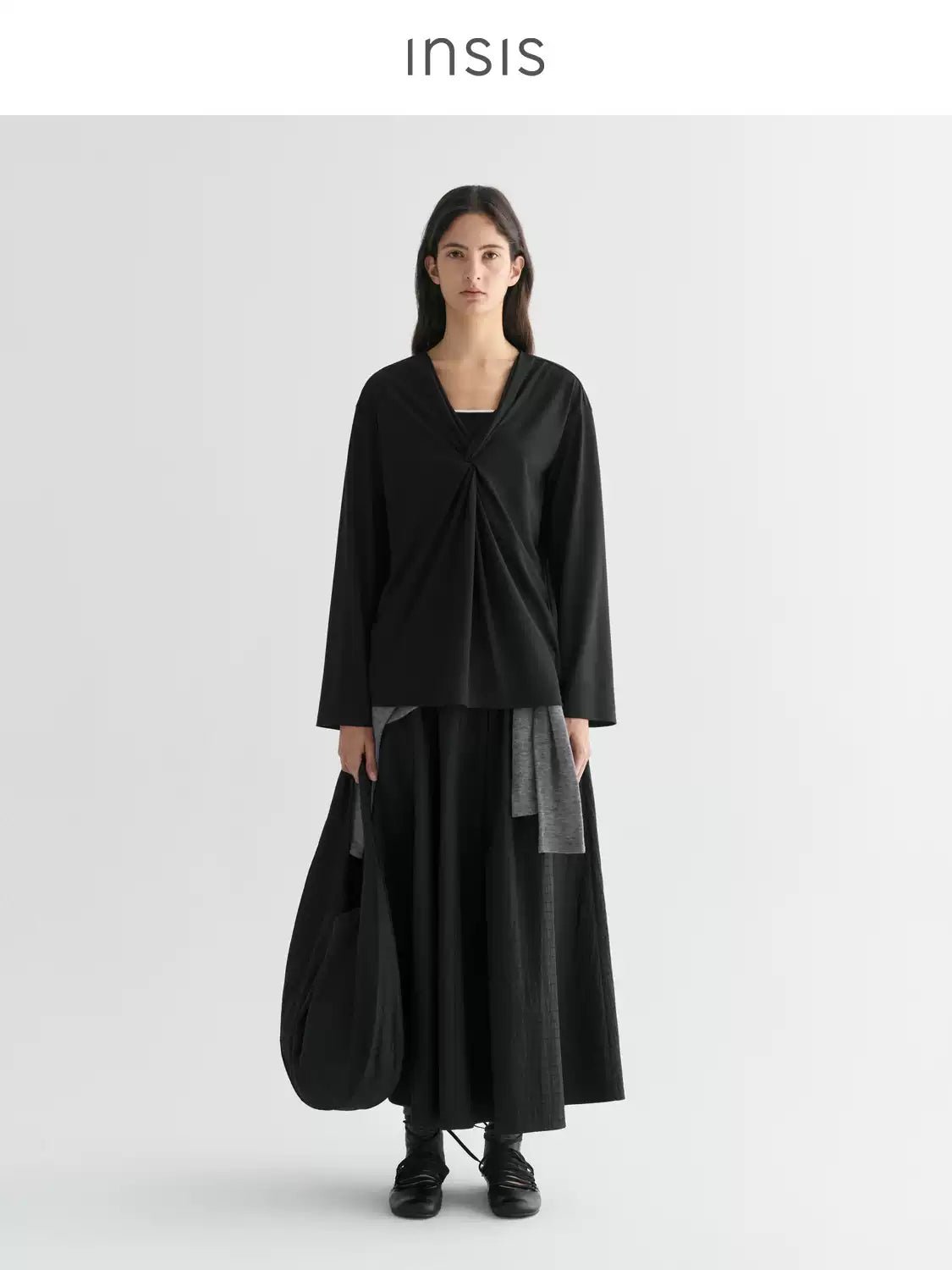 Tiitaa.com × Tiitaa: Twisted V - neck Blouse(Check Below Same Price With Tmall） runway look in Black