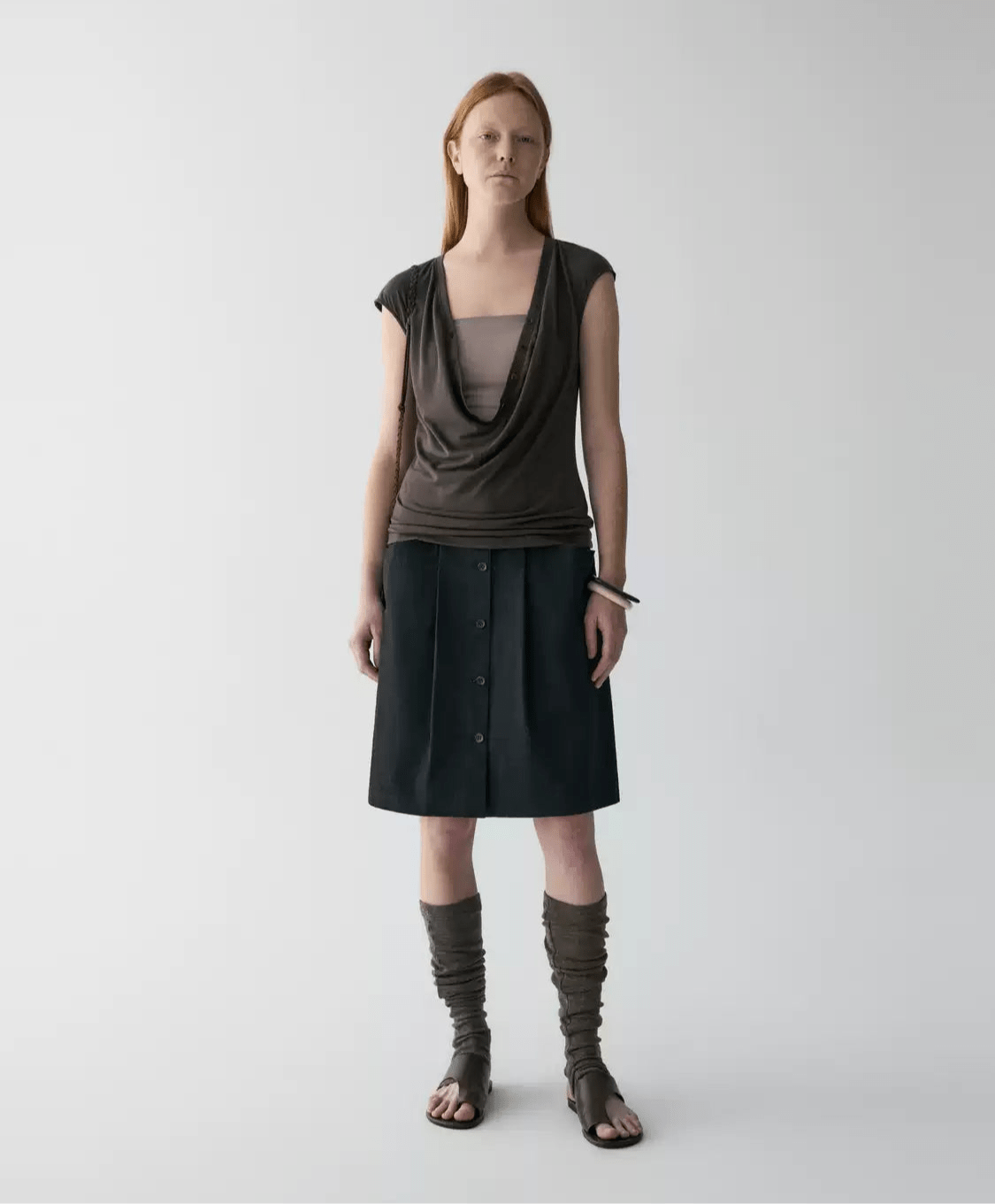 Tiitaa.com × Tiitaa: New Chinese Placket Half - body Dress(Check Below Same Price With Taobao） runway look in Khaki
