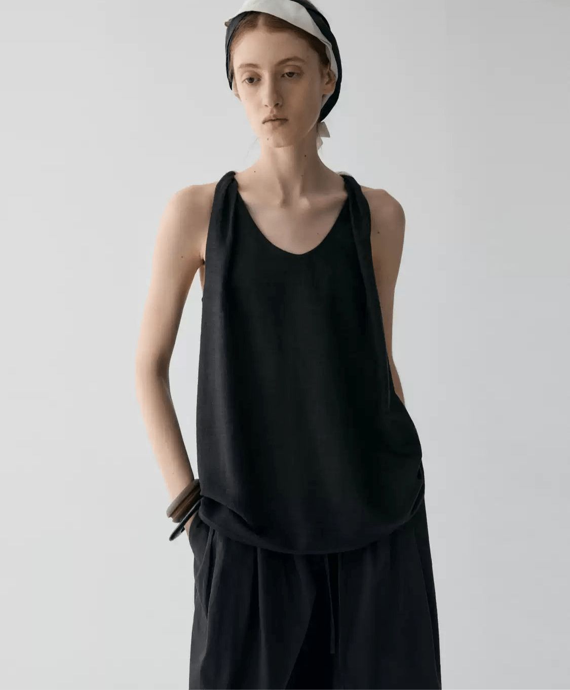 Tiitaa.com × Tiitaa: Twisted Straps V - neck Top(Check Below Same Price With Tmall） runway look in Black