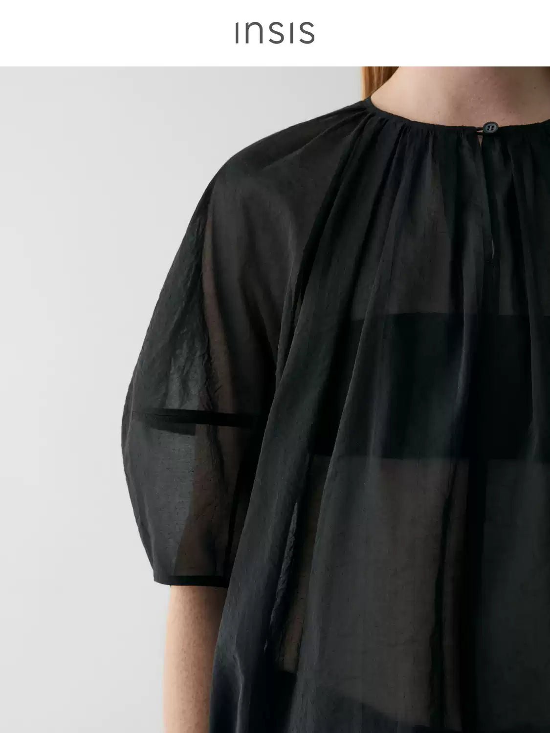 Tiitaa.com × Tiitaa: Cocoon Shape Crew Neck Blouse(Check Below Same Price With Tmall） runway look in Black