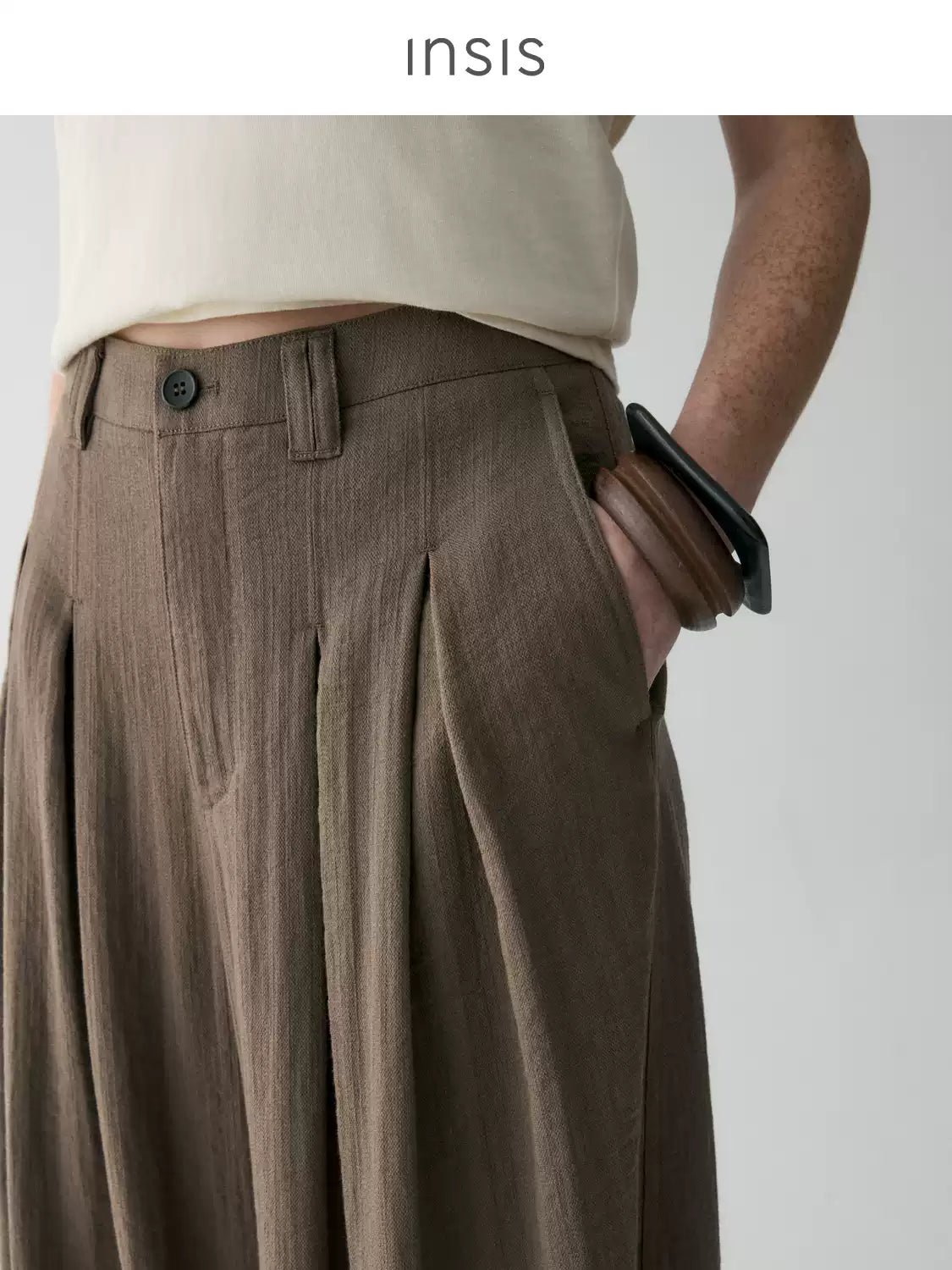 Tiitaa.com × Tiitaa: Wide - leg Pants With Double - pleated Waistband(Check Below Same Price With Tmall） runway look in Brown