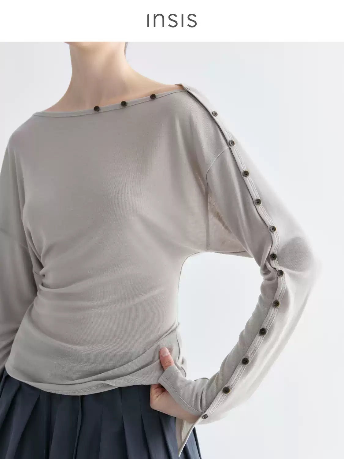 Tiitaa.com × Tiitaa: Slant Shoulder One - line Collar Knit Long Sleeve(Check Below Same Price With Tmall） runway look in Green